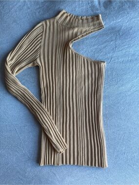Paris Georgia Ribbed Asymmetric Cutout Sweater